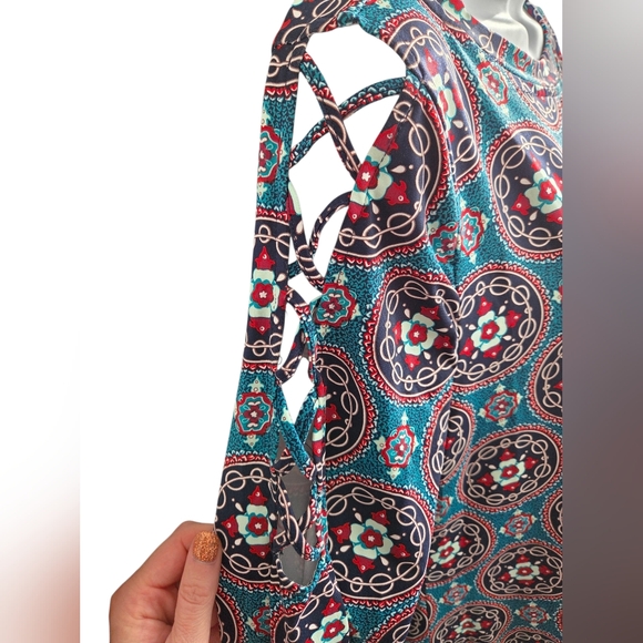 Lulu B Blue Spandex UPF 50+ Long Sleeve Dress Size M - Picture 2 of 4